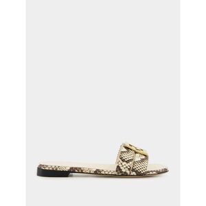 FENDI Embossed Leather Slide Sandals Women DAISYROC